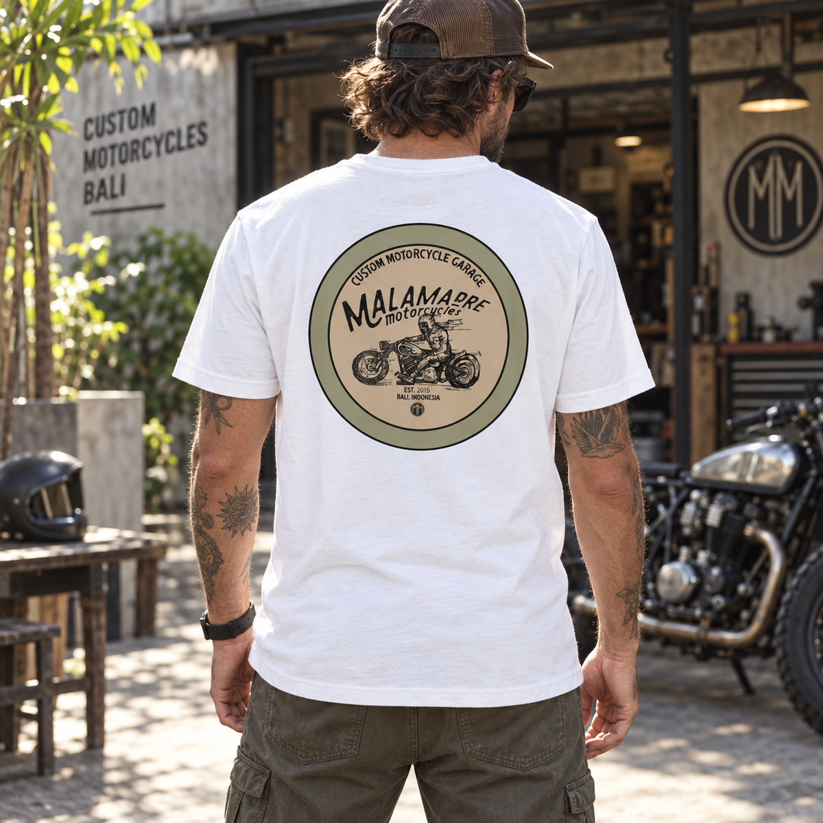 AI lifestyle mockup of MM RIDER UNISEX; original product detail images retained