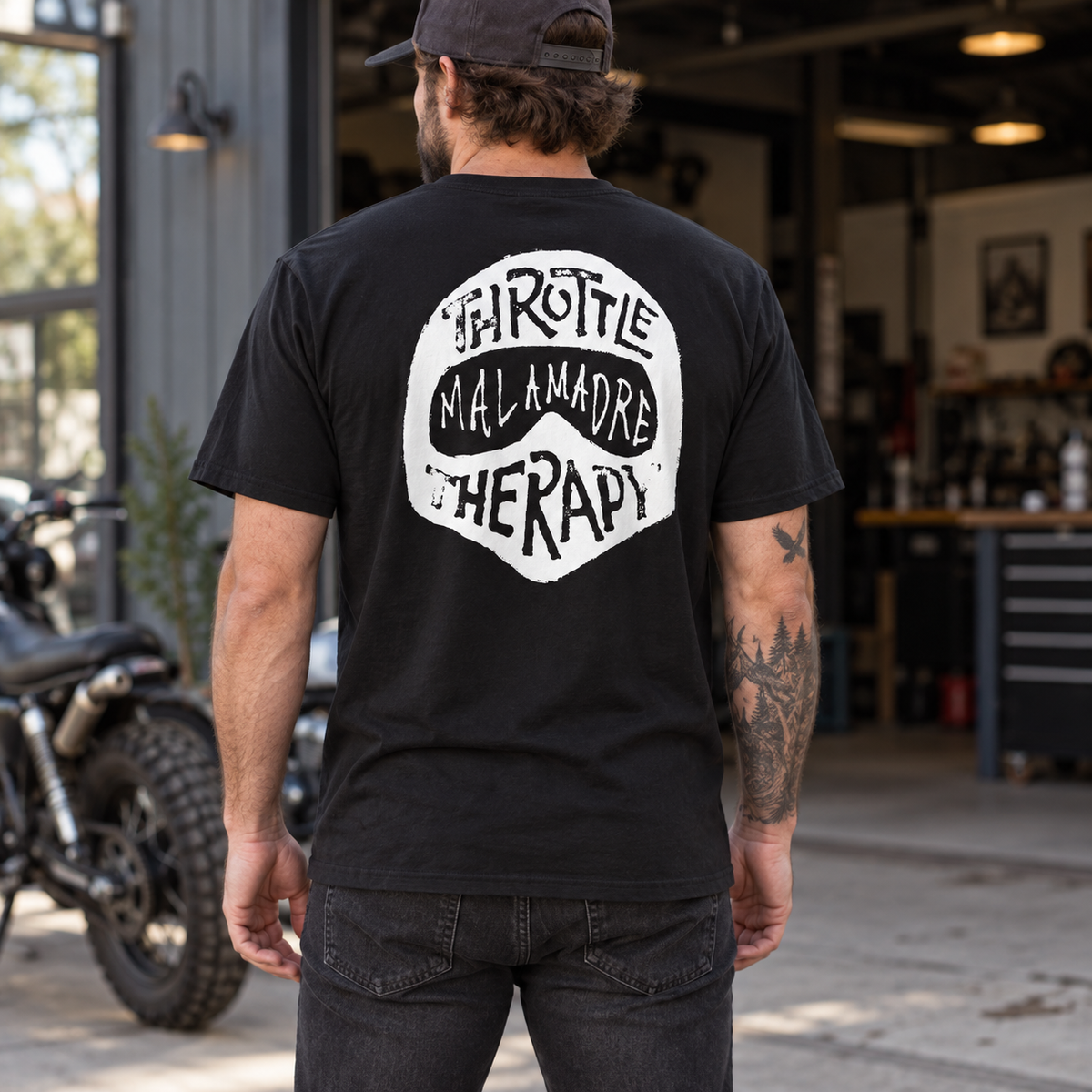 AI lifestyle mockup of MM THROTTLE THERAPY; original product detail images retained