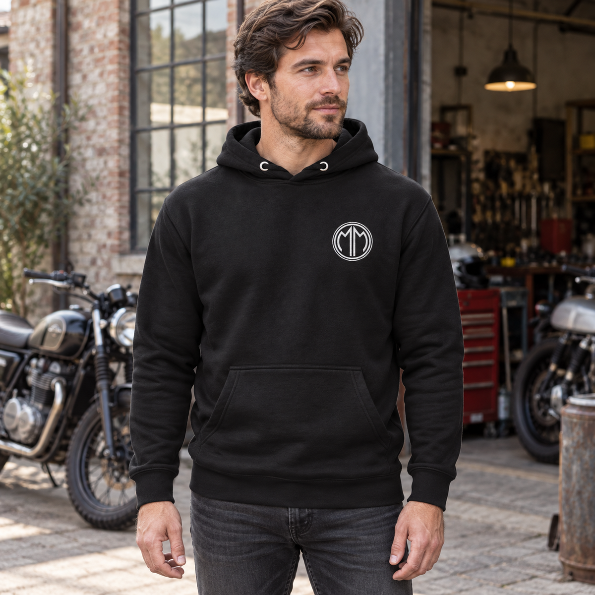 AI lifestyle mockup of MM Unisex VINTAGE; original product detail images retained