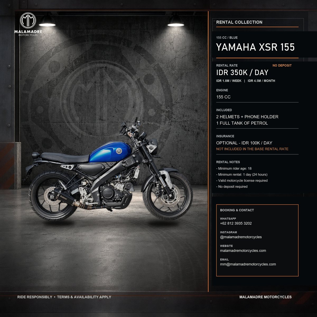 Yamaha XSR 155 rental motorcycle